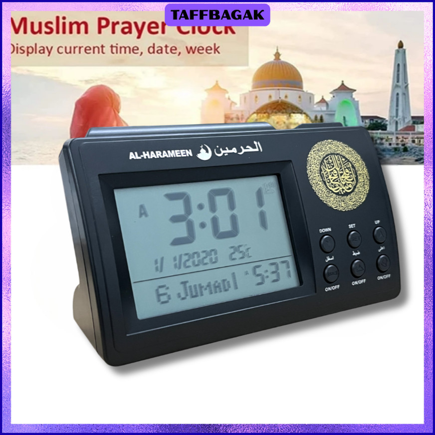 Jam Meja Digital Alarm Adzan Muslim Prayer Watch Clock - HA-3006
