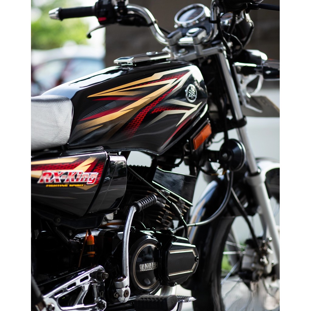 striping rx king 2005 merah set emblem timbul, stiker body rx king 2005 merah komplit emblem timbul