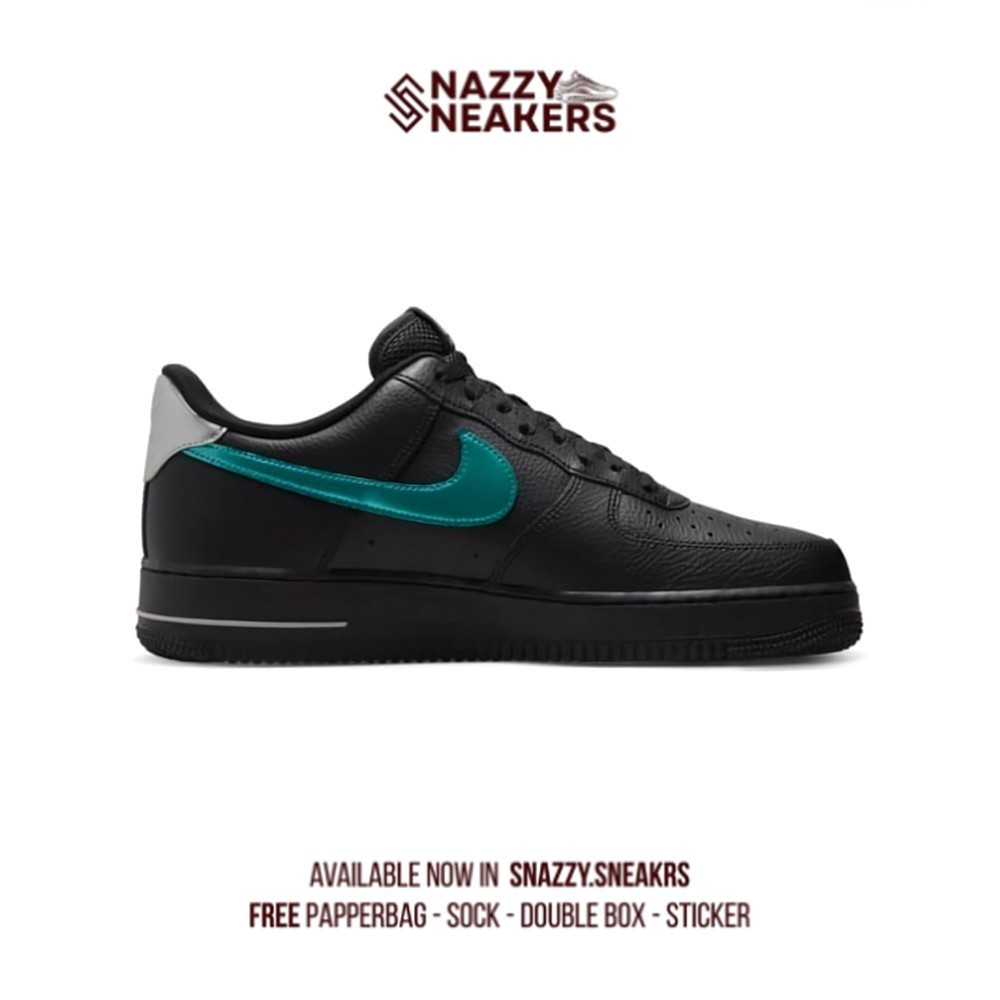 Sepatu Nike Air Force 1 Black Wolf Grey Sneakers Original unisex