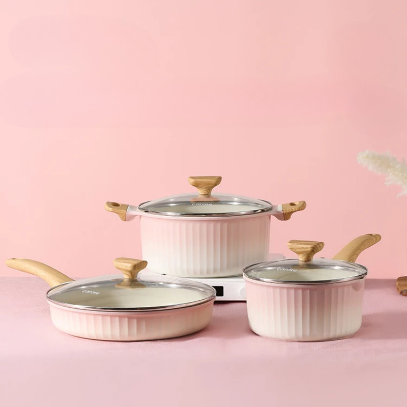 Induction and Gas Stove Pan Set Non-Stick Frying Pan Stir Fry Pan Wok 3-Piece Kitchen Collection for