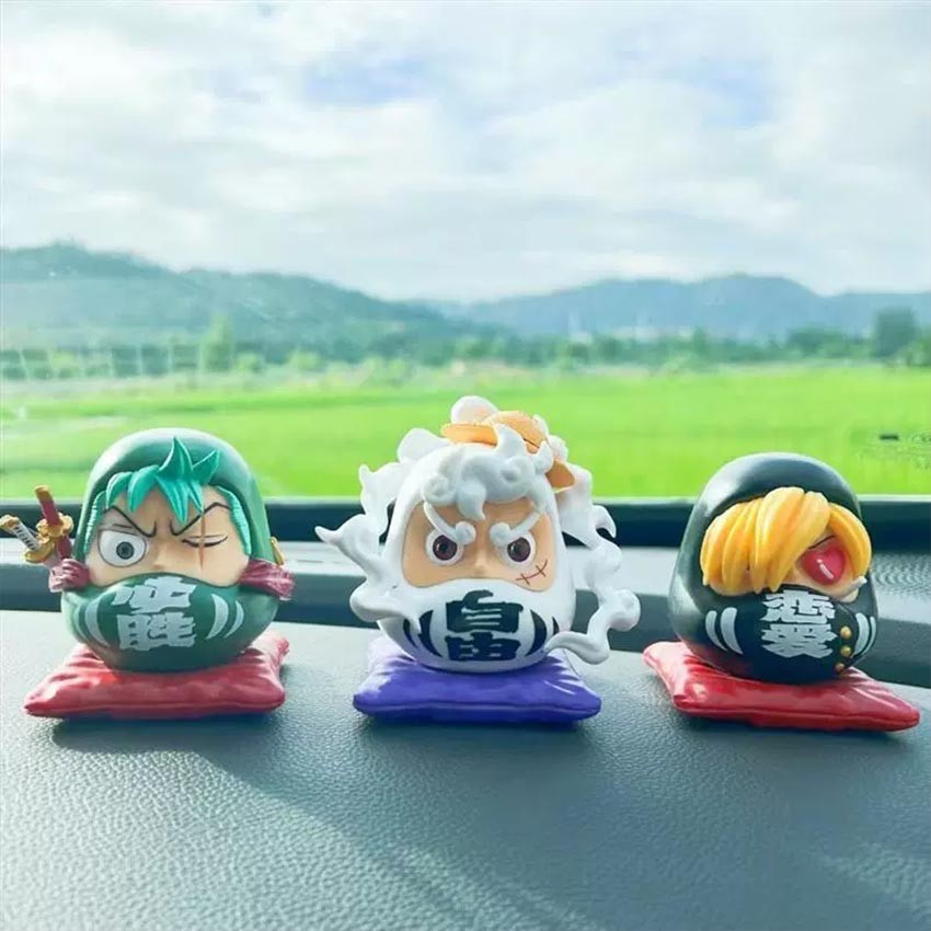 Larisia Store Action Figure Luffy Zoro Sanji Patung Anime One Piece Daruma Pajangan Meja Kolektor