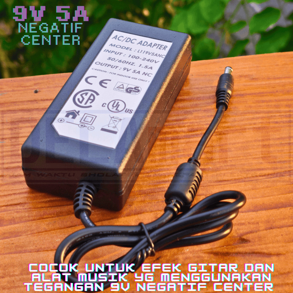 adaptor power supply efek gitar 9V 5A Negative center