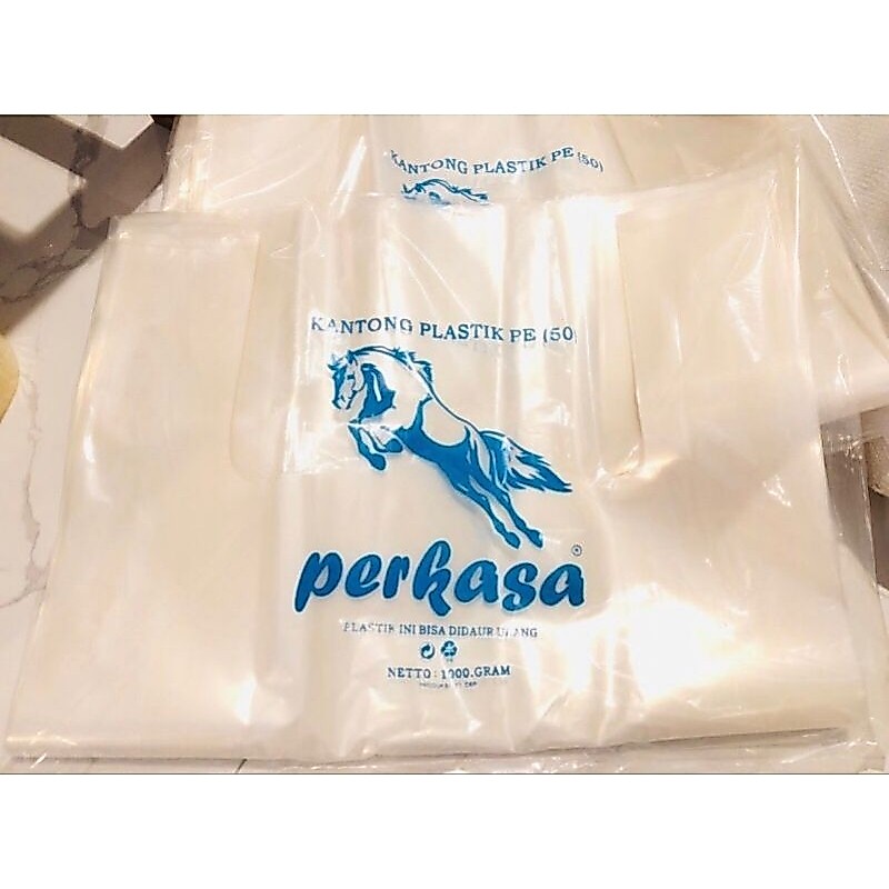 Kantong Plastik Takeaway PE bening JUMBO uk 50 | kresek bening utk box kue, makanan, catering, parce