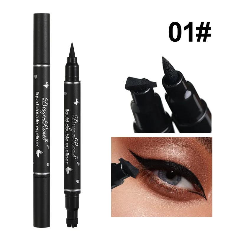 Eyeliner Cap Dua Sisi Tahan Air, Eyeliner Cair Pena Tahan Luntur, Cepat Kering, Tahan Keringat, Tida