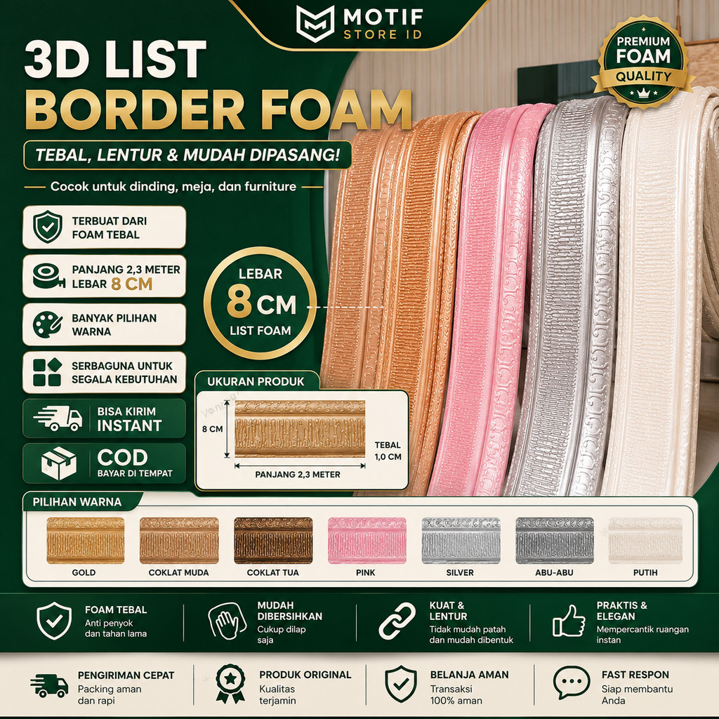 3D List Border Foam Pembatas Pengganti Gipsum Les Alternatif Moulding vivawall.id Wallpaper