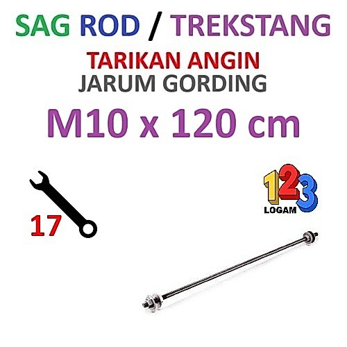 M10 x 120 cm Baut Trekstang, Sag Rod Tarikan Angin, Jarung Gording