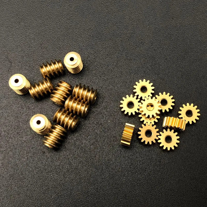 5 Buah Roda Gigi Cacing Kuningan Modulus 0.3, Kepala Tunggal, Diameter 3.8x5mm, Lubang 0.98mm, Roda 