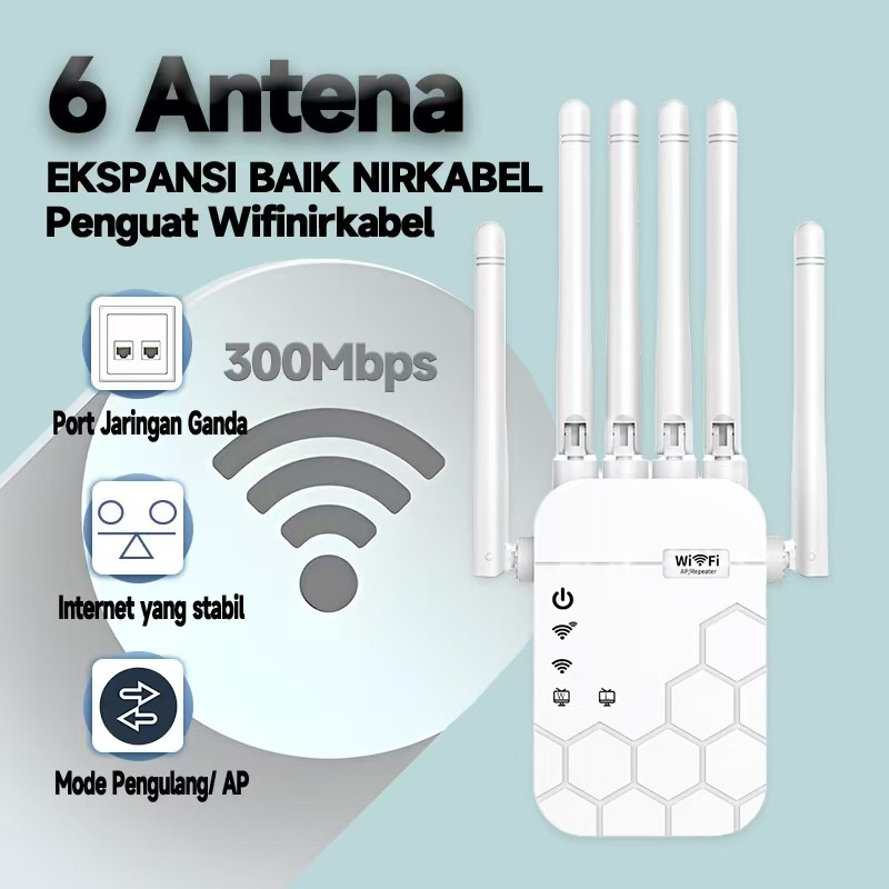(DFlash Laptop) WiFi Repeater Wireless 6 Antena WiFi Extender WiFi Amplifier Mini Repeater 300Mbps P
