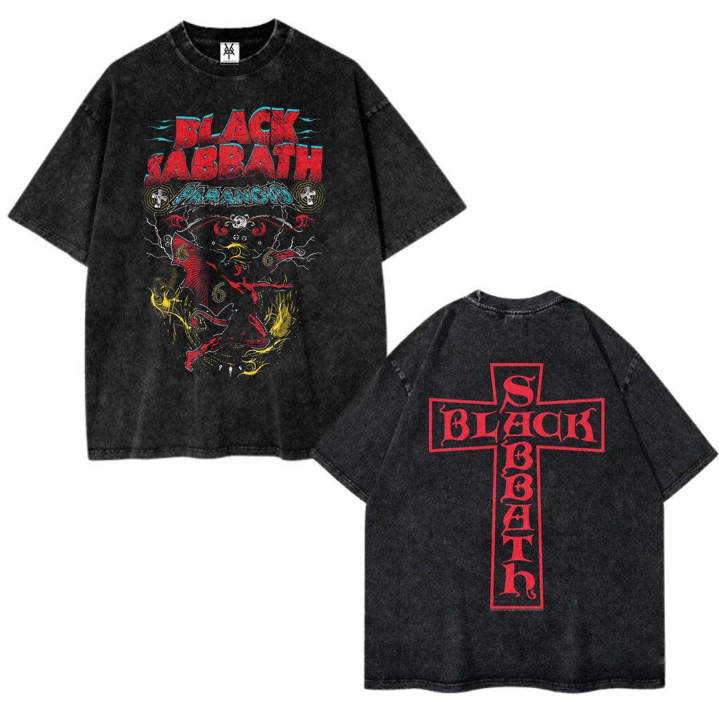 Patternmerch "Black Sabbath Paranoid" Oversized T-Shirt | baju oversize| Kaos vintage | washed washi