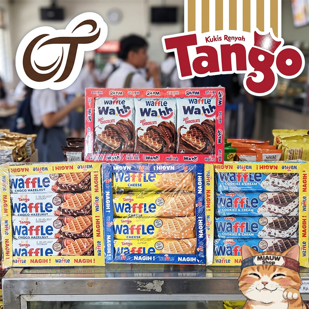 TANGO Waffle Choco Hazelnut Cheese Cookies Cream Wahh Chocolate Cookies Emoji 12 Pcs Snack Wafer Bis