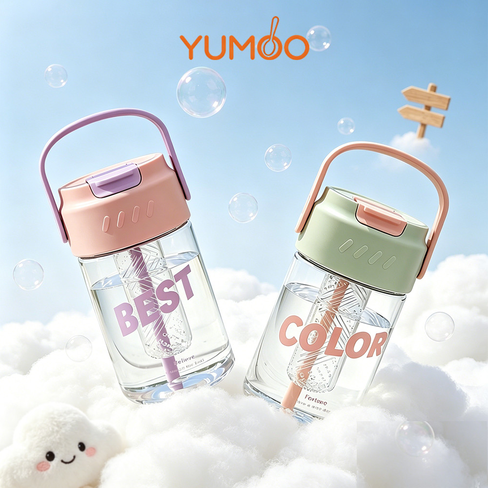YUMOO Botol Minum  Aesthetic dengan Sedotan – Tumbler Cute Anti Bocor/ Tumbler Botol Minum 800ML / B