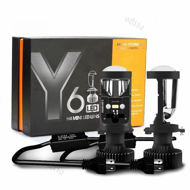 (Dikirim Dari Jakarta) 2pcs LAMPU LED MINI PROJECTOR PROJIE H4 Y7D SUPER BRIGHT MOBIL MOTOR / mini p
