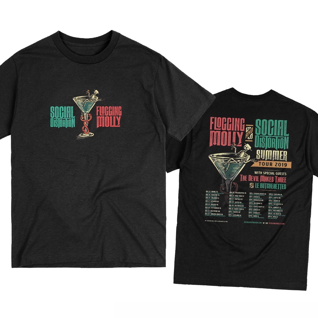 KAOS SOCIAL DISTORTION SUMMER TOUR 2019 FLOGING MOLLY | NSA PREMIUM KAOS VINTAGE METAL BAND BIG SIZE