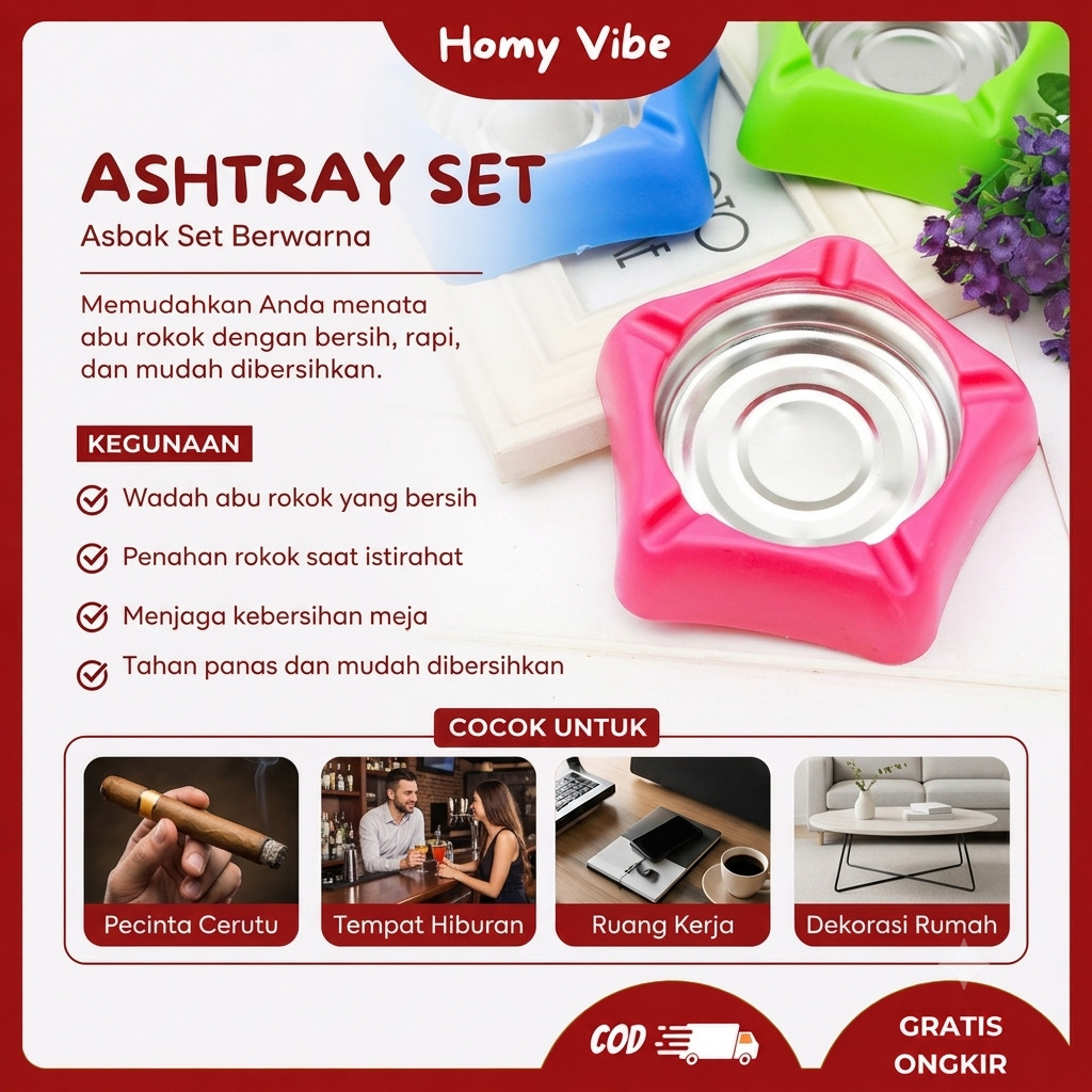 Asbak Stainless / Asbak Aesthetic / Asbak Besar Jumbo / Asbak Murah / Asbak Bintang I PB-58