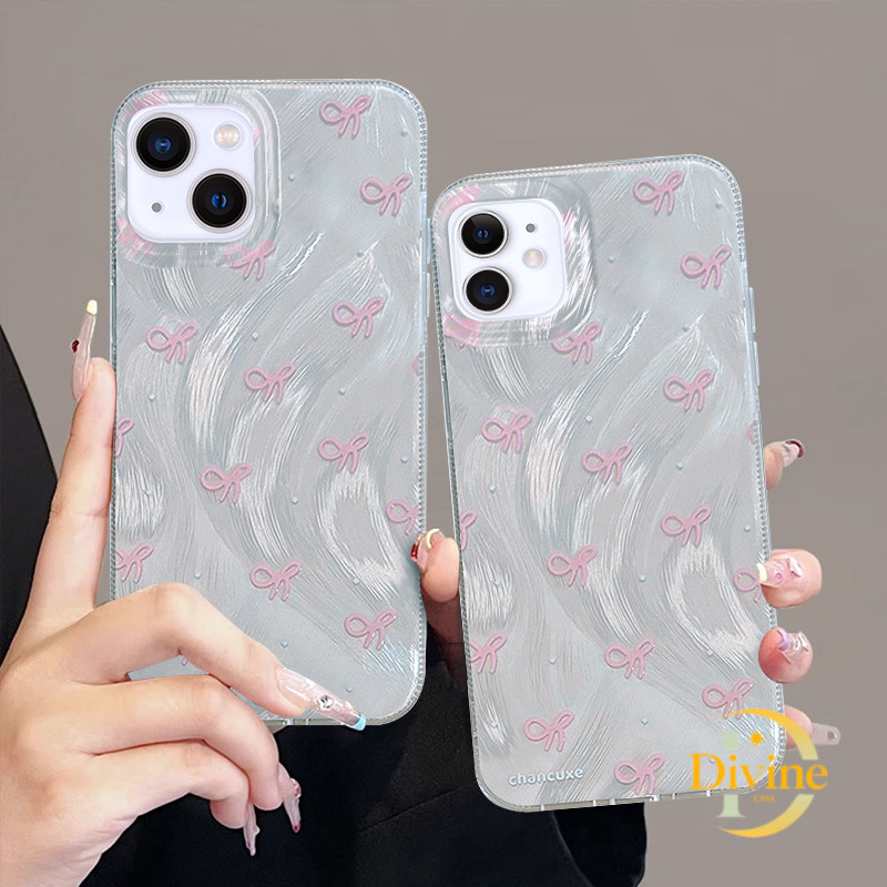 Anti Drop Hard Case Suitable for iPhone 13 11 Pink Bow Camlet Phone Case-DE