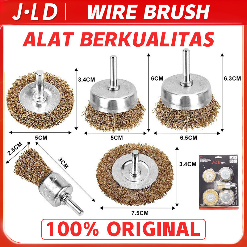J.LD Mata bor sikat kawat besi set 3/5 pcs wire brush Mata Bor Kawat Bor Sikat  Mata bor sikat kawat