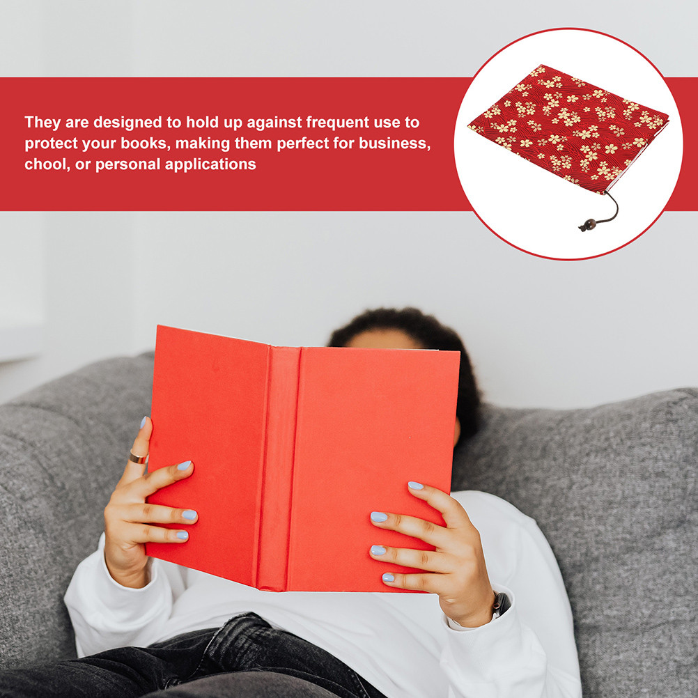 

Cloth Book A6 Red Cherry Blossom Handmade Fabric Decorative Book Sleeve Notebook Sleeve Protective Case for Student School