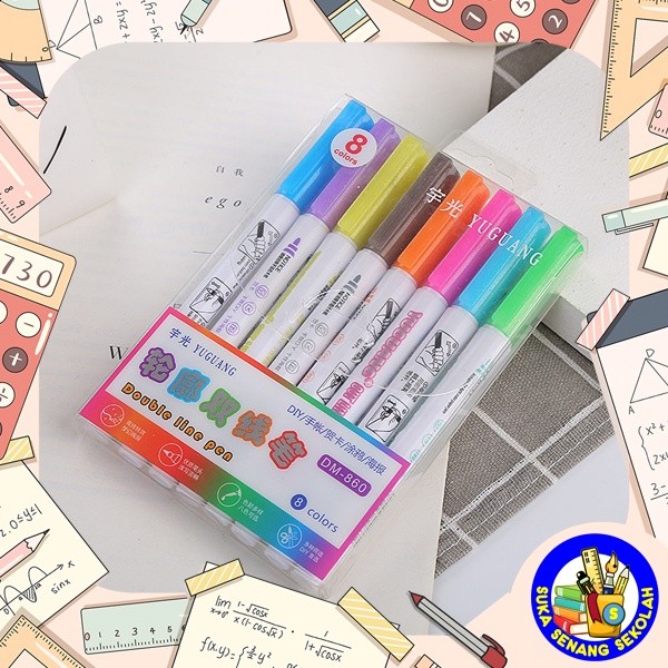 

Spidol Gliter Dua Garis 8 Pcs S7008 Warna Bagus