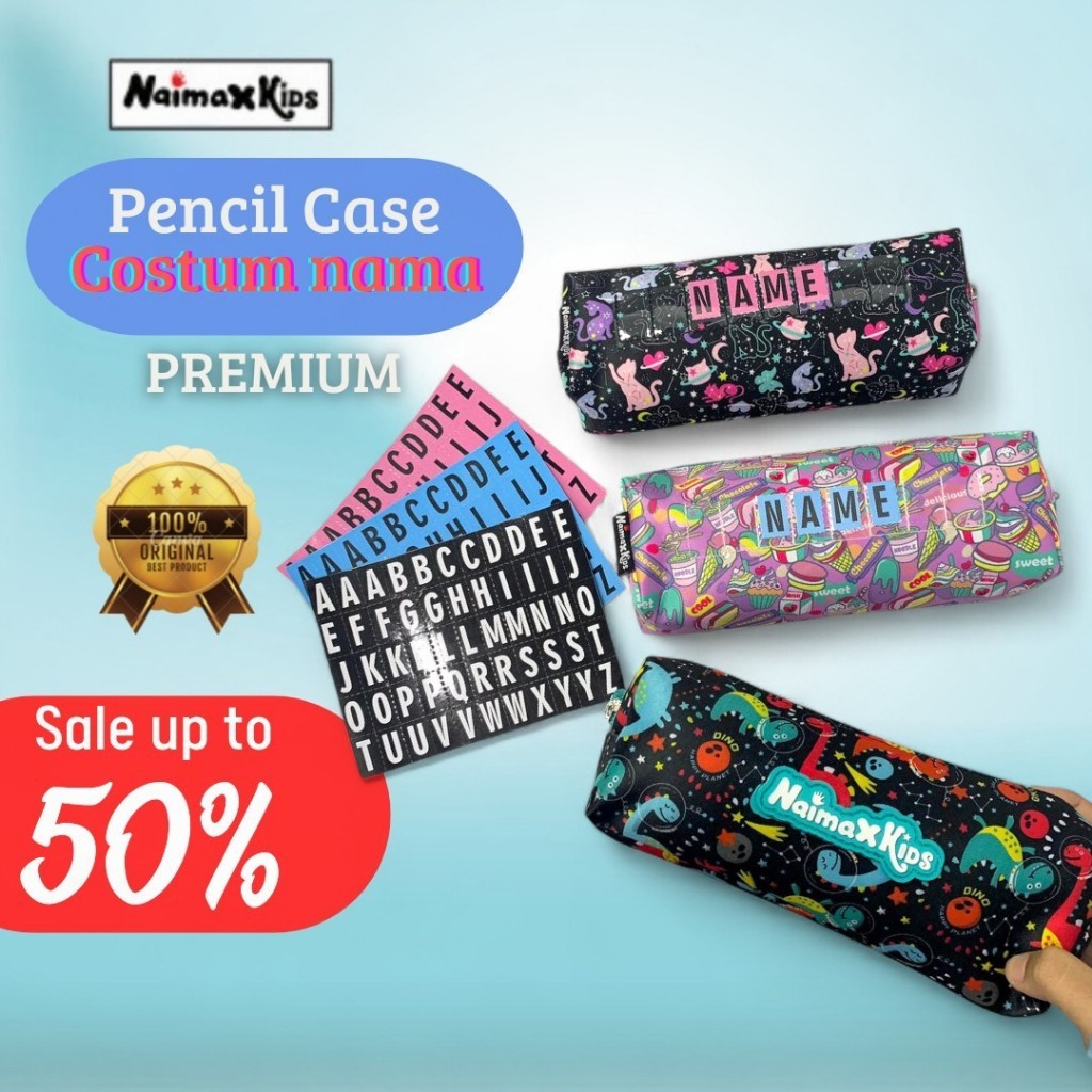 

Pencil Case Custom Nama | Naimax kids Pencil case premium Laki Laki perempuan Alat Pencil Stationery Tulisl