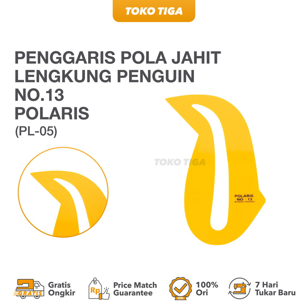 

Penggaris Pola Jahit Lengkung Penguin No.13 Merk POLARIS (PL-05)
