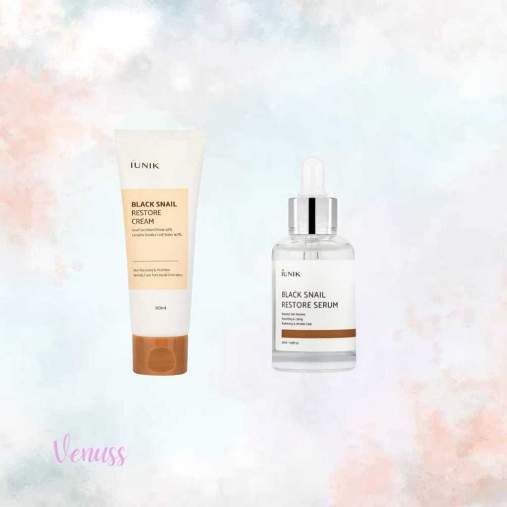 Iunik black snail restore cream 60ml |  Iunik black snail restore serum 50ml