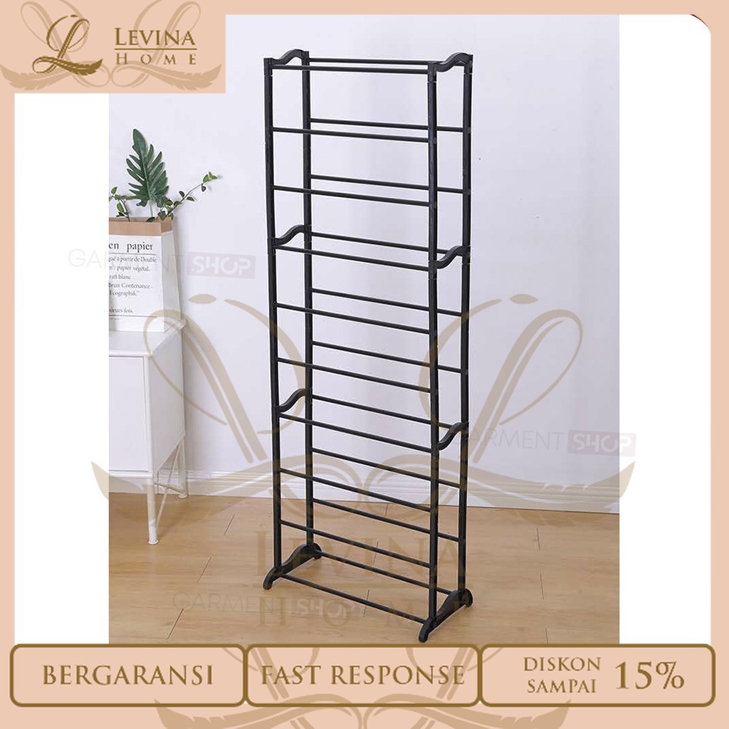 Rak Jilbab 10 Tingkat Multifungsi Pipa Besi – Levina Home
