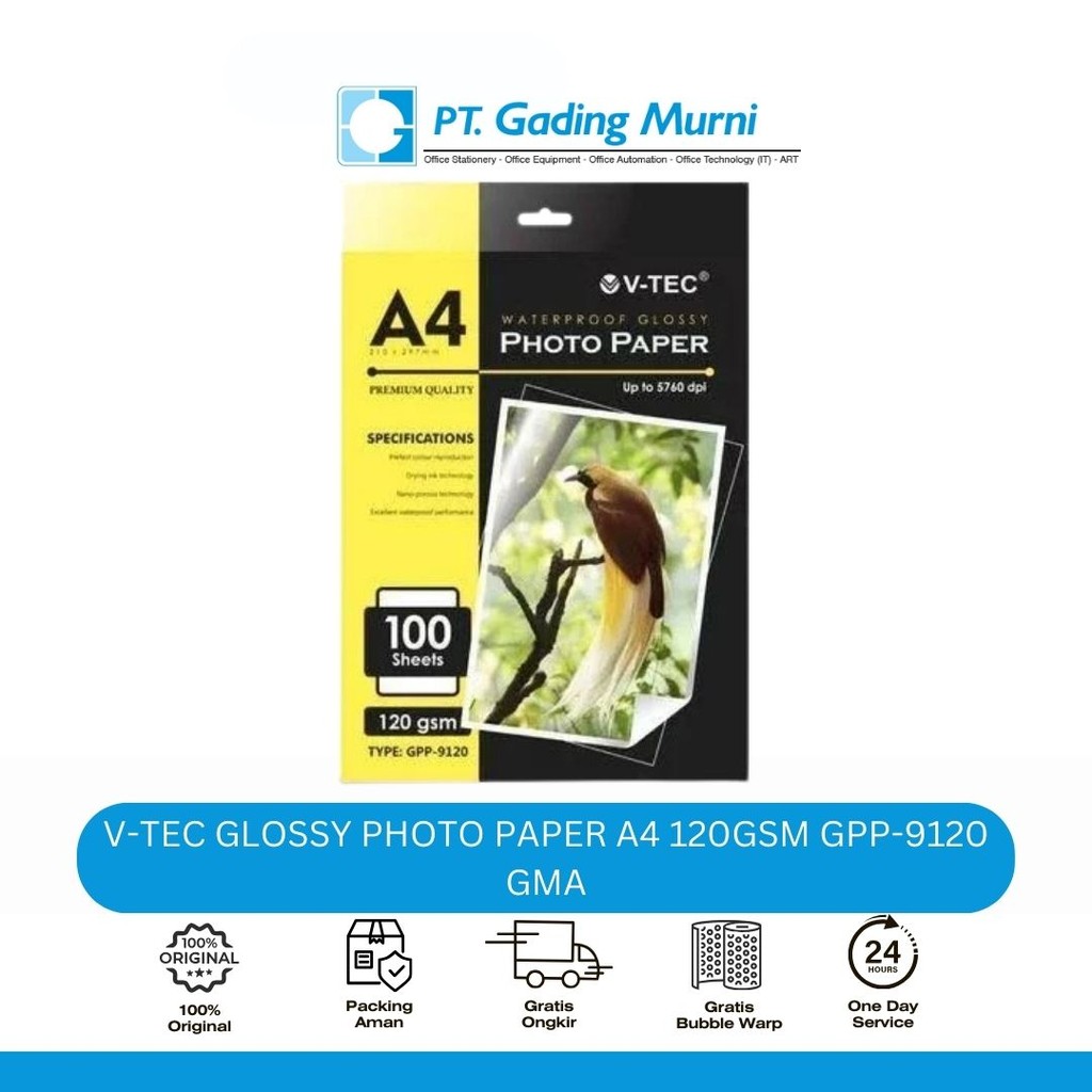 

V-TEC GLOSSY PHOTO PAPER A4 120GSM GPP-9120 GMA