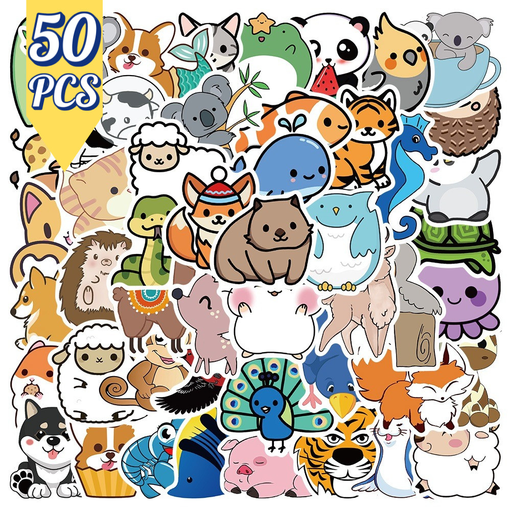 

Stiker Hewan Lucu 50 PCS | Stiker Kartun Anti Air untuk Motor, Helm, Laptop, Botol, Buku, Koper