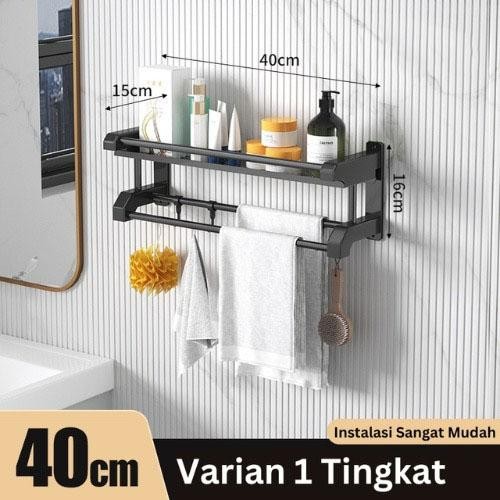 

【ZEN】Rak Kamar Mandi Dinding Rak Sabun Toilet Rak Bumbu Dapur Gantung Stainless Rak Tempat Handuk - 1 Tingkat