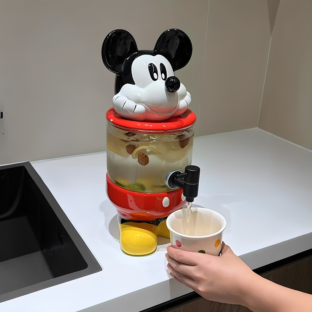 Katel Galon Air Minum Mini MickyMouse Portable Kaca Tahan Air Dingin Dispenser
