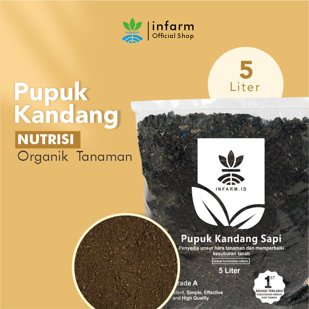 INFARM - Media Tanam Organik Pupuk Kandang Gratis Label Tag Tanaman 5 liter, Media Tanam Pupuk Kanda