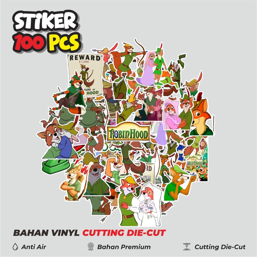 

Terbaru! 50 pcs Stiker Kartun Robin Hood Disney Dekorasi Lucu Kreatif untuk Notebook, Skateboard, HP