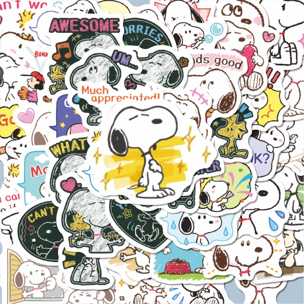 

100PCS Lucu Stiker Kartun Snoopy V17 Stiker Aesthetic Stiker Anti Air Stikers Berperekat Waterproof sticker decal buat Motor Helm Buku Journal Koper Casing HP Laptop Botol Minum Hadiah anak
