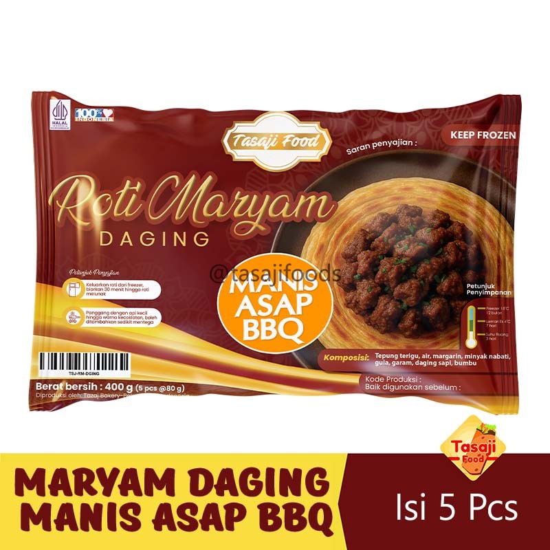 

Tasaji Roti Maryam Daging Manis Asap BBQ Isi 5 Pcs Frozen Grosir