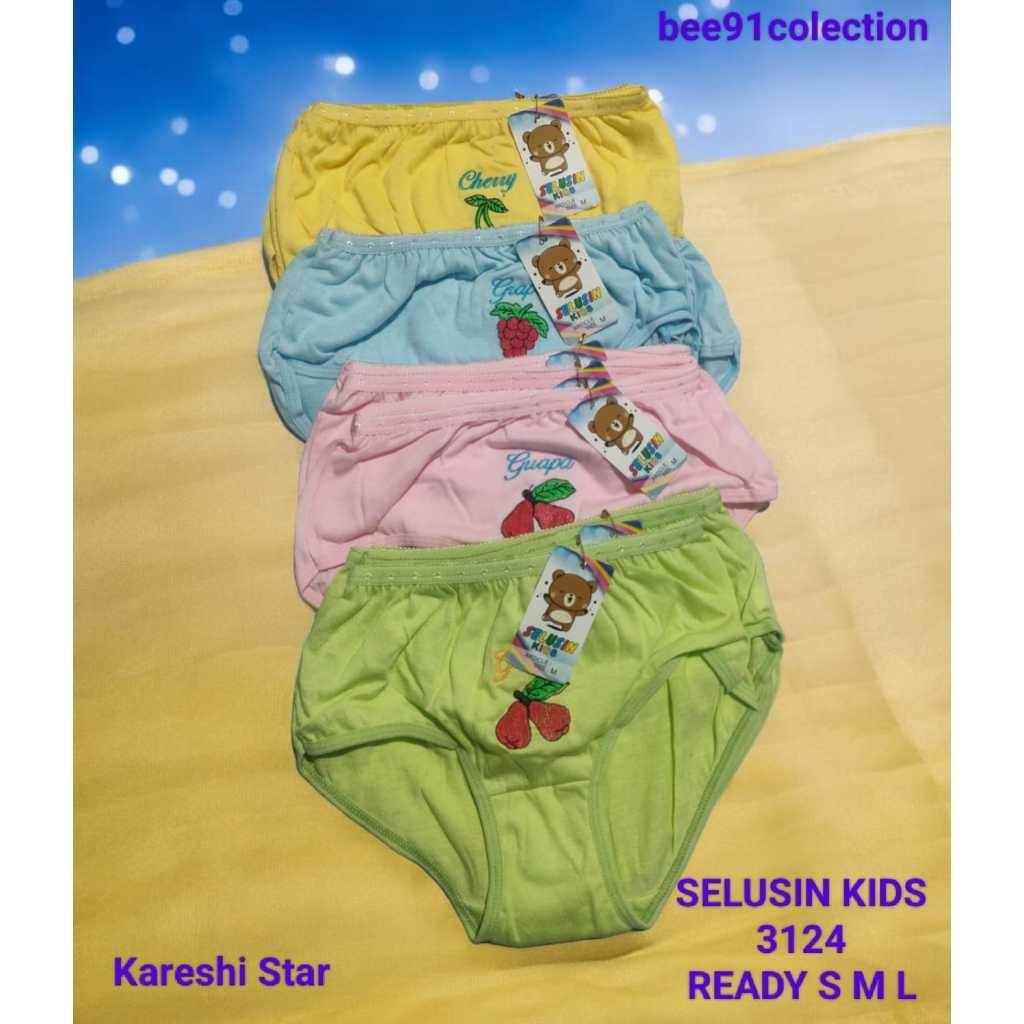 Bee91colection 6 / 12 Pcs Celana Dalam Anak Wanita Bordil Buah Karet Kecil SELUSIN KIDS 3124