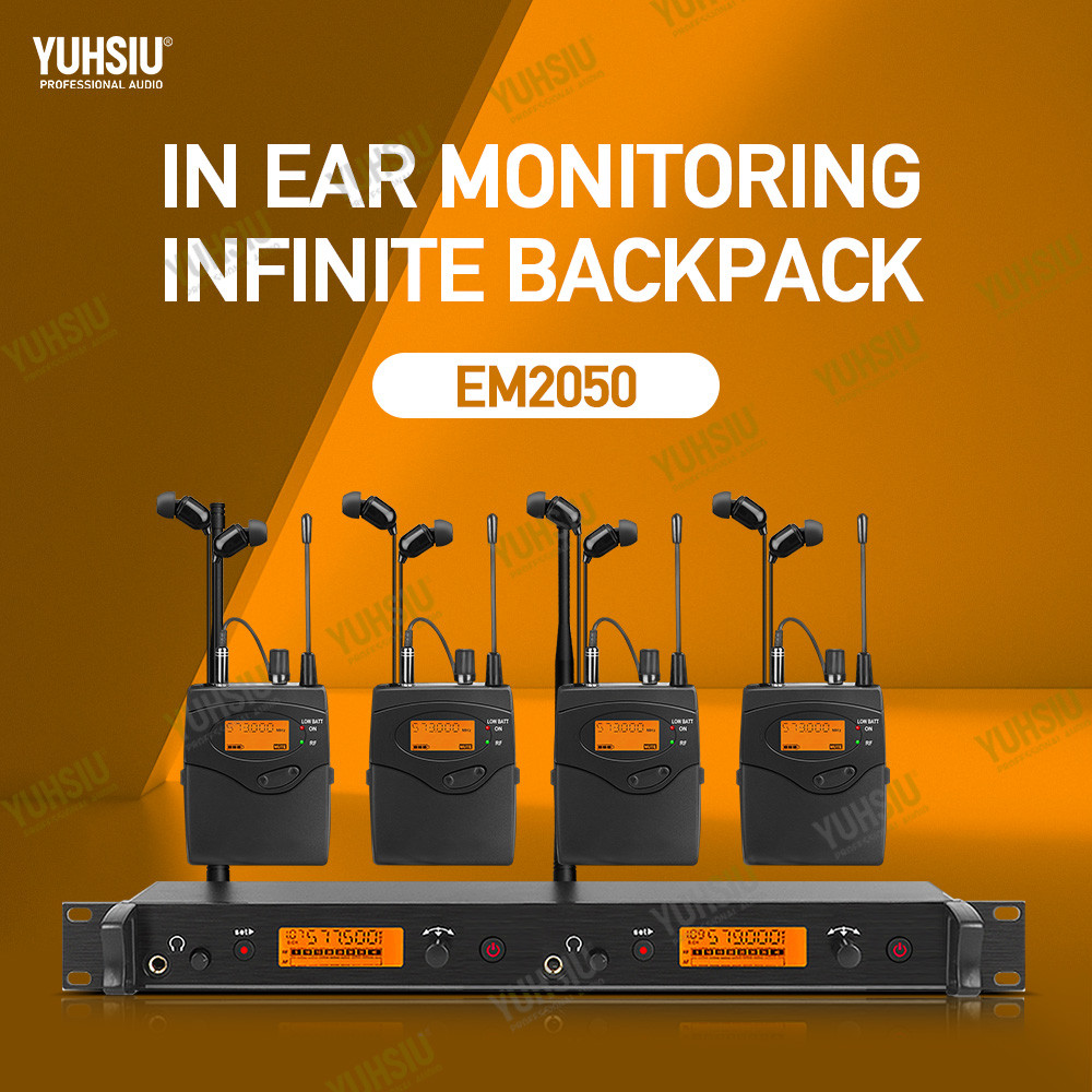YUHSIU Professional In-Ear Monitor System EM-2050 2-Channel System Multi-Bodypack Monitor Wireless E