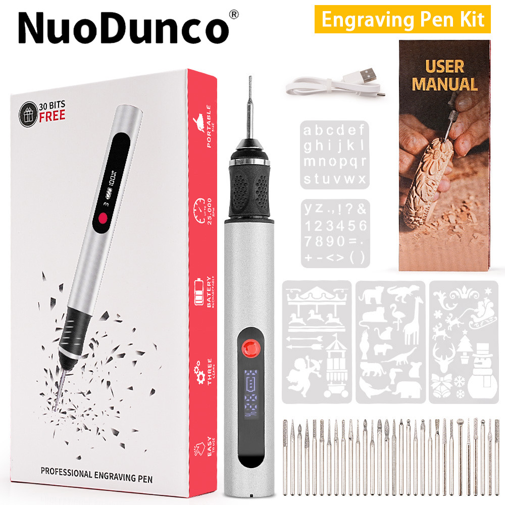 

Mini Rechargeable Cordless Engraver Pen Kit with 30 Bits And 5 Stencils for Carving Jewelry Stone Wood Glass Metal Plastic