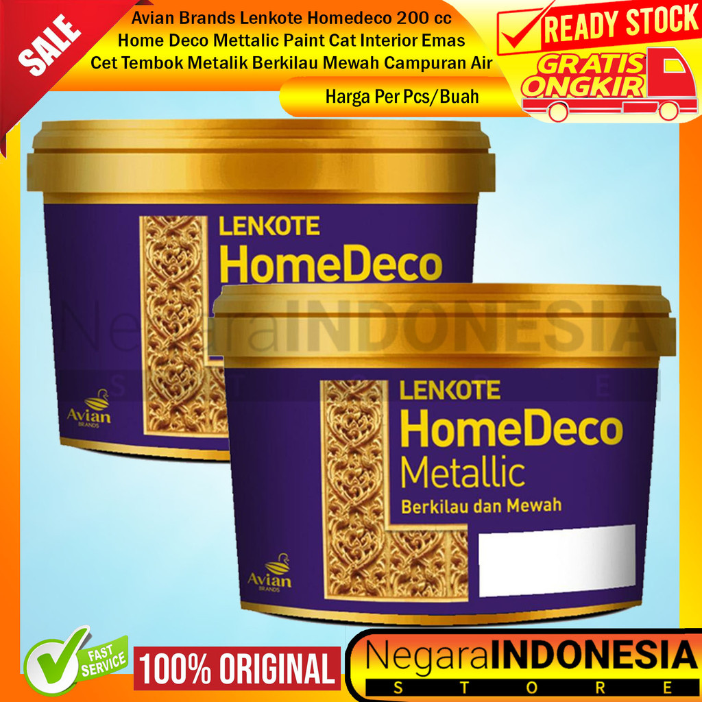 Avian Brands Lenkonte Homedeco Dekorasi Metalik Metallic Paint 0,2 Liter 200 Cc Cat Water Based Temb