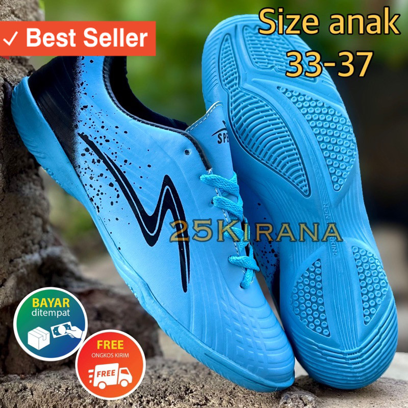 Sepatu futsal specs anak anak model terbaru sol karet ukuran size 33 34 35 36 37 SD SMP UMUR 4 5 6 7