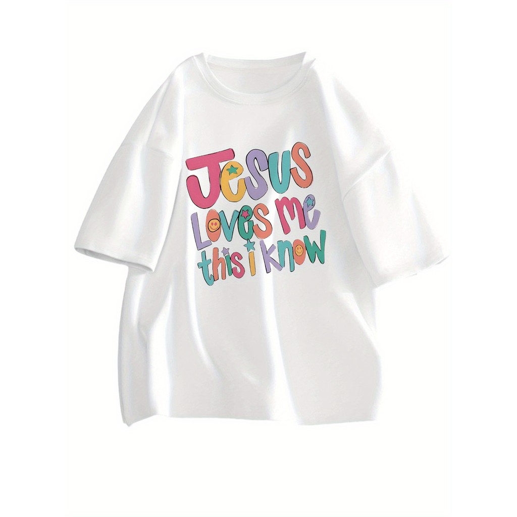 Kaos Grafis Pria Yesus Mencintaiku Ini Aku Tahu - 100% Katun Bernapas untuk Musim Panas, Kaos Santai