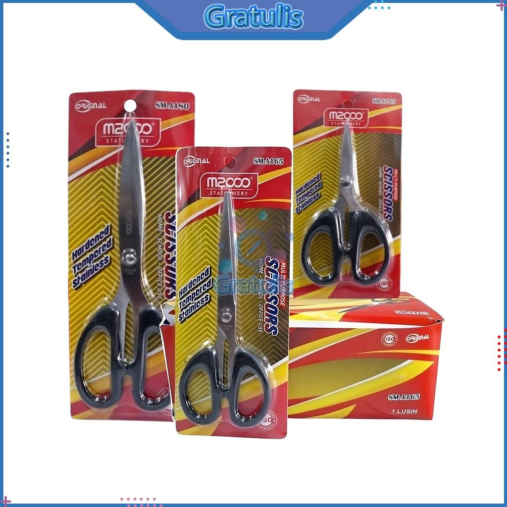 

GUNTING M2000 SM-A145 SM-A165 SM-A180 [1 BOX] / SCISSORS HITAM UNTUK KERTAS KAIN PLASTIK KECIL SEDANG BESAR / SMA145 SMA165 SMA180 1 PACK