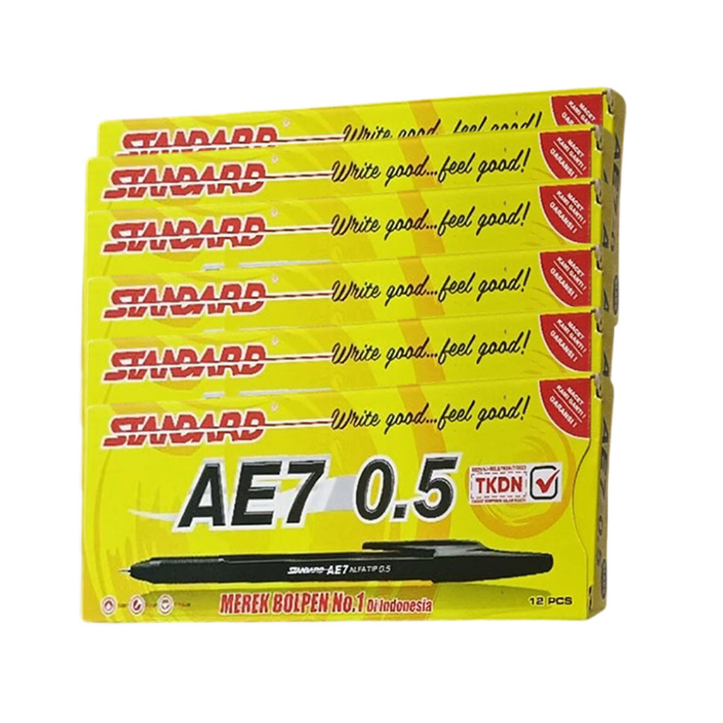 

PENA STANDARD AE7 [1 Gross /12 Pack] / BALLPOINT TINTA BIRU HITAM MERAH 1 LUSIN / BALL PEN / PULPEN