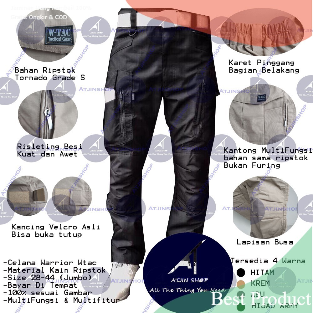Shocking sale / Atjin-Celana Tactical Panjang Pendek W-Tac Force Pria Grade Militer Original Size 28