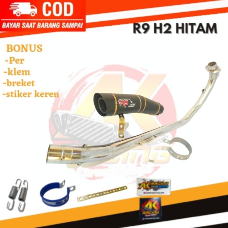 KNALPOT NALPOT RACING NGEBASS R9 H2 HITAM VIXION, CBR, CB150R, VERZA, MP, TIGER, BYSON, SUPRA GTR, S