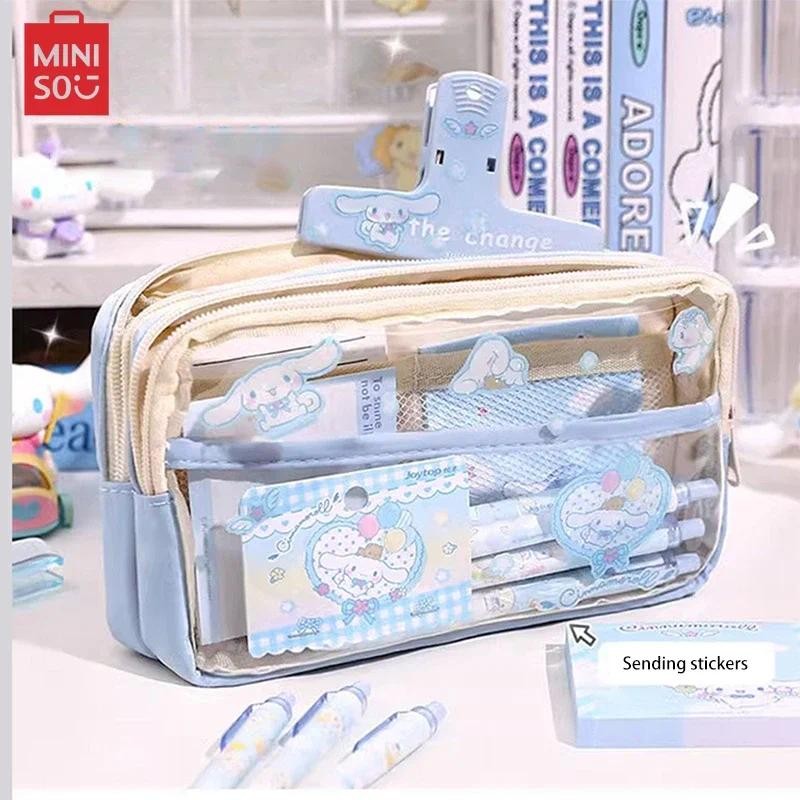 

MINISO High-capacity Pencil Cases Kawaii Cartoon Melody Kuromi Cinnamoroll Student Stationery School Supplies Cute Kids Gifts