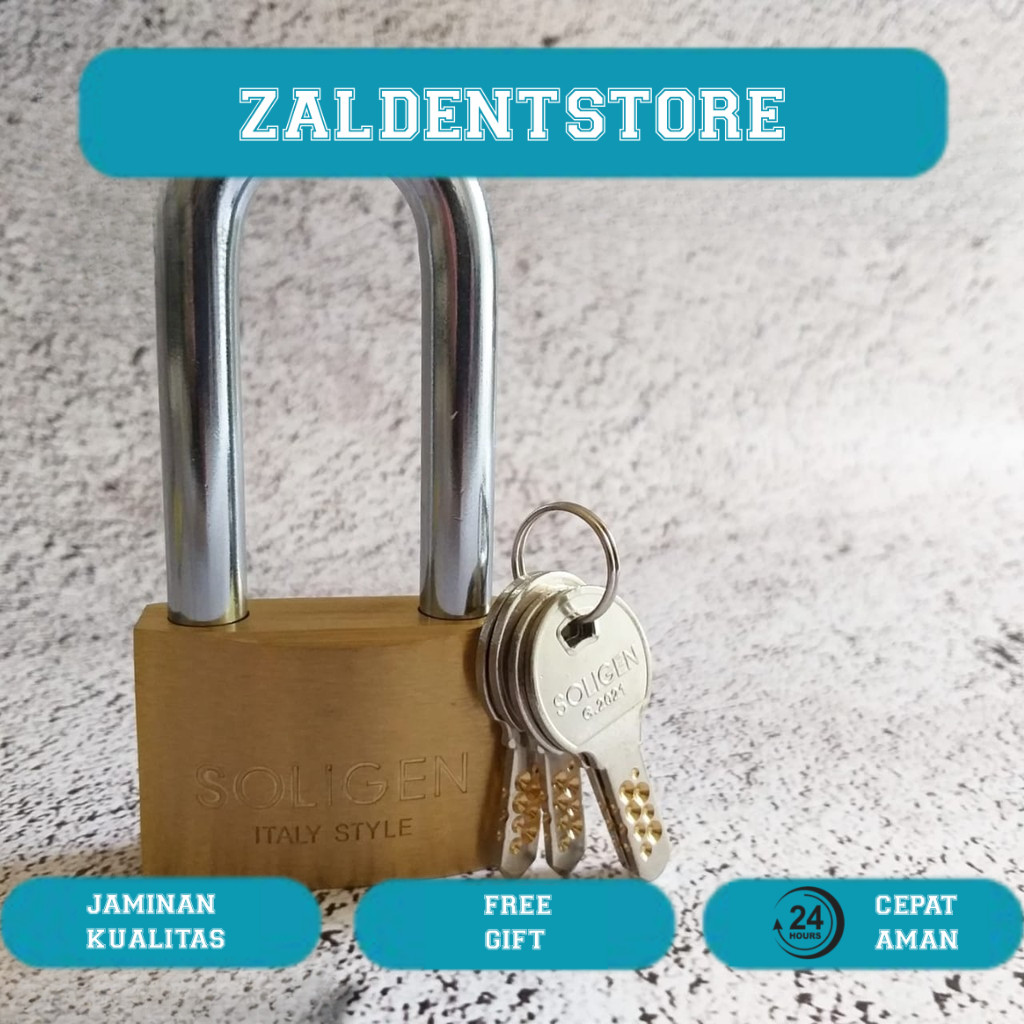 Soligen Gembok Pagar Anti Karat Maling Pager Besar Leher Panjang Pintu Rumah Gerbang Kuningan