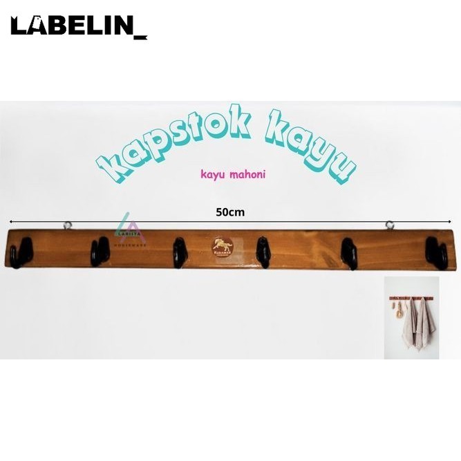 Kapstok kayu mahoni| gantungan dinding kayu mahoni 50x4,5x1cm
