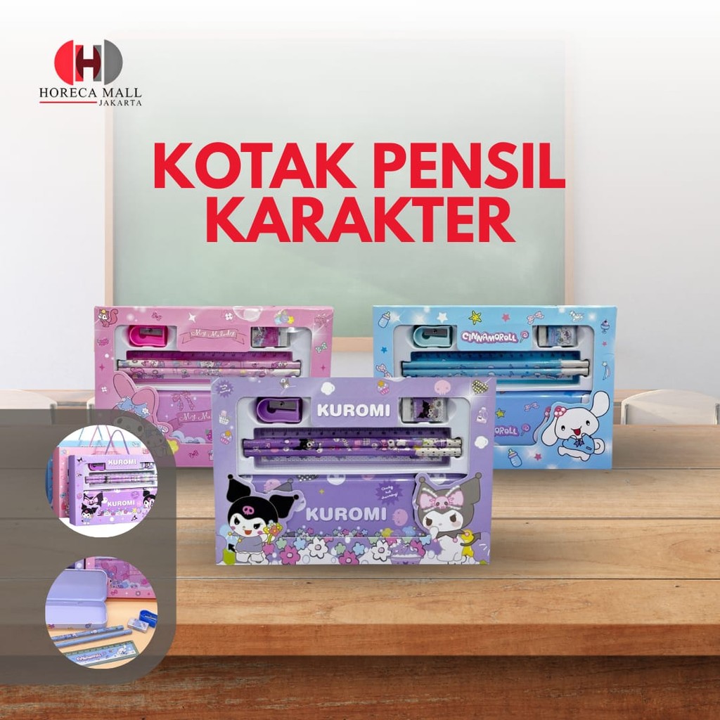 

HORECA - Kotak Pensil Anak Set 6 in 1 Stationery Untuk Anak Sekolah Alat Tulis Set Kotak Pensil