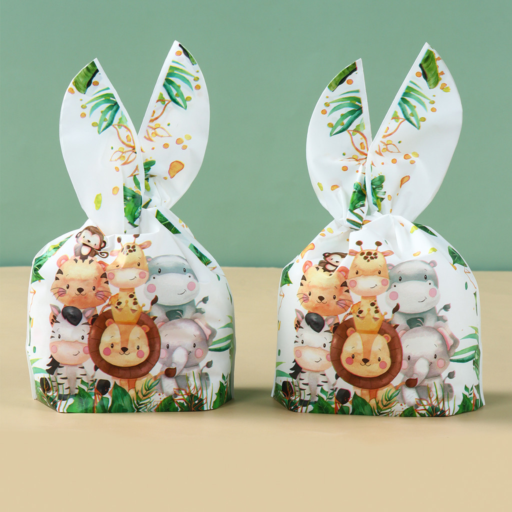 

Jungle Animal Rabbit Gift Bags Candy Biscuit Packing Bag Happy Birthday Party Supplies Kids Baby Shower Wedding Diy Gift Bags
