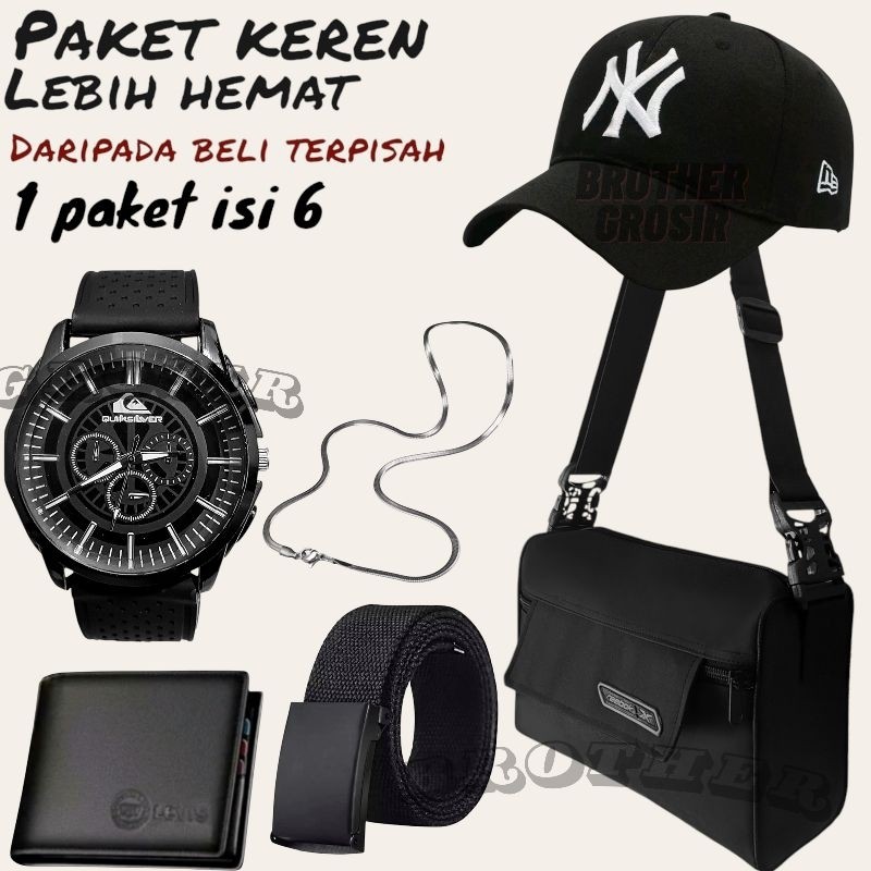 [𝗡𝗼𝘂𝗿𝗮] (Promo Paket Istimewa Pria Keren Combo Star Pria Terbaru ) 6 In 1/Jam Tangan Pria Keren Beli